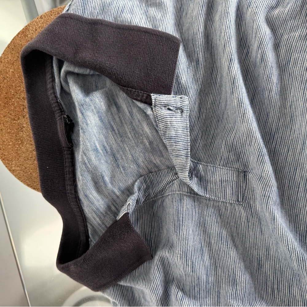 Striped Polo Shirt with Dark Collar